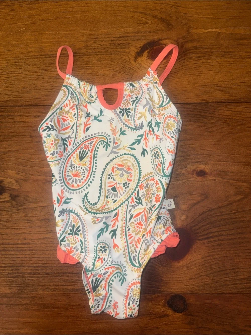 Coral Paisley Kids One-Piece Swimsuit